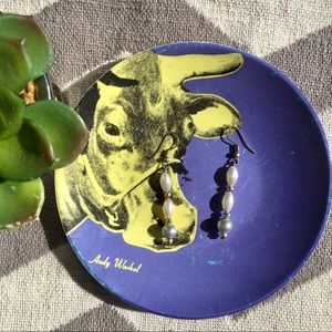 Pearl dangling dainty vintage earrings silver bead